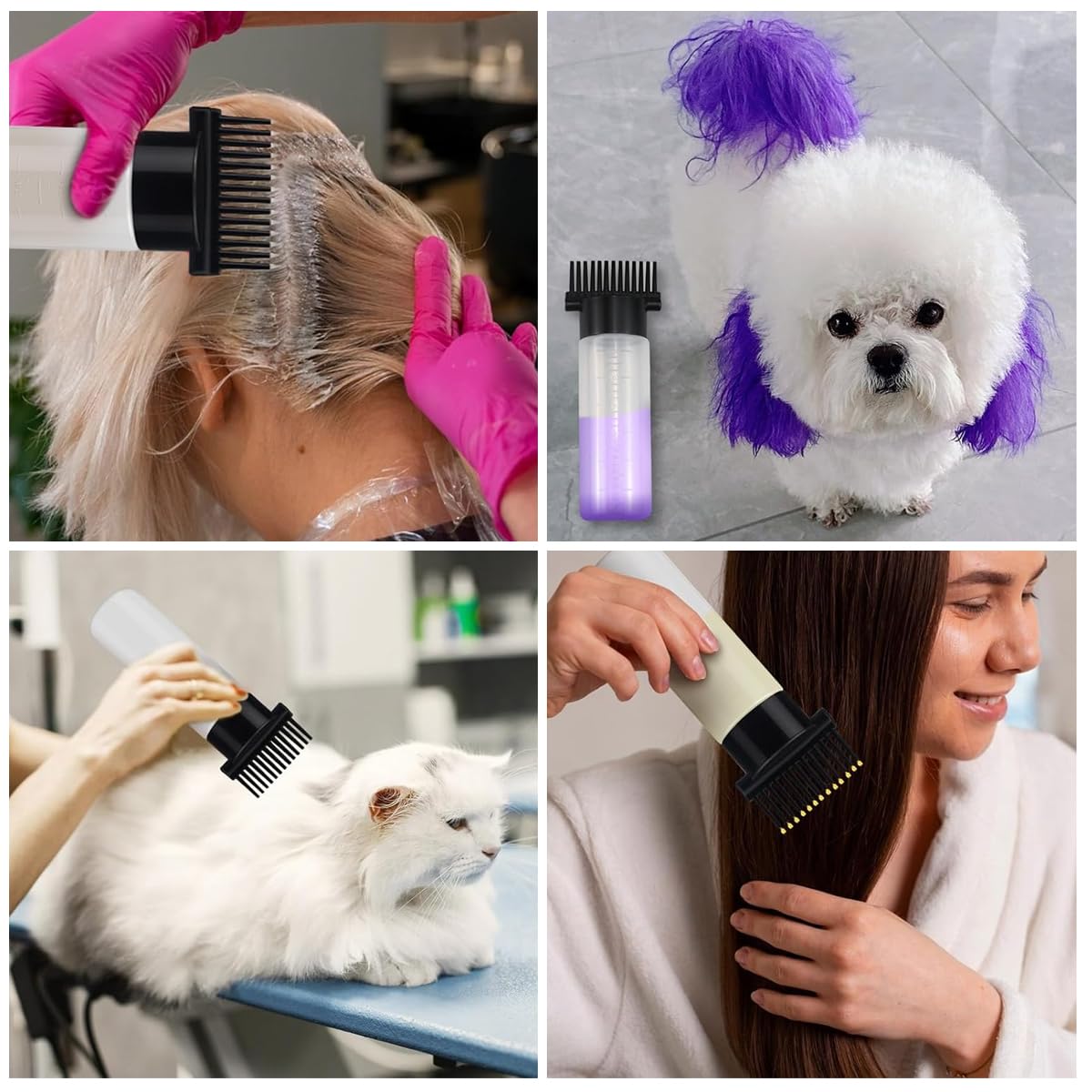 MAYCREATE Root Comb Applicator Bottle 180ml, Oil Applicator for Hair Dye Hair Oiling Applicator Bottle with Graduated Scale Treatment Essential MAYCREATE Root Comb Applicator Bottle 180ml, Oil Applicator for Hair Dye Hair Oiling Applicator Bottle with Graduated Scale Treatment Essential
